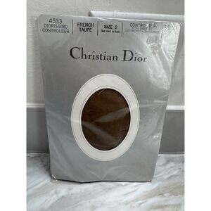 Vtg Christian Dior pantyhose 4533  sz‎ 2 Control Top Ultra Sheer French Taupe